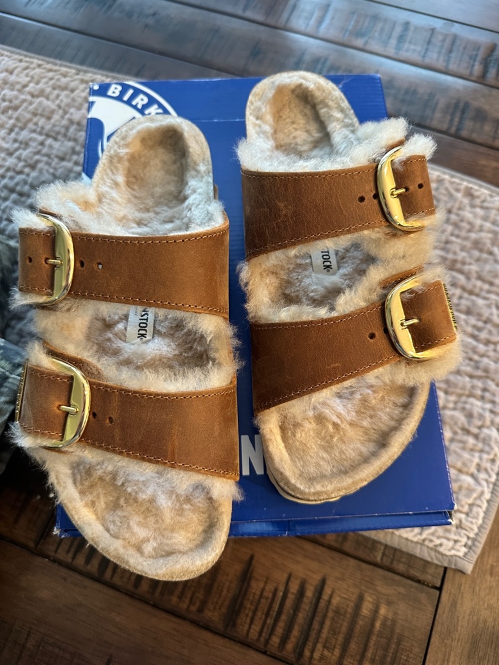 Birkenstock Arizona Big Buckle Shearling Sandal - Cognac